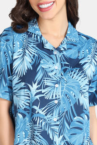 Zivame Indigo Wild Knit Poly Pyjama Set - Moonlight Ocean — thumbnail 6